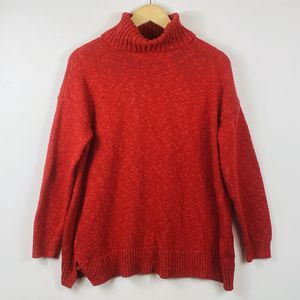 J. Jill‎ Sweater Womens Small Red Speckle Turtleneck Coastal Cabincore Oversized